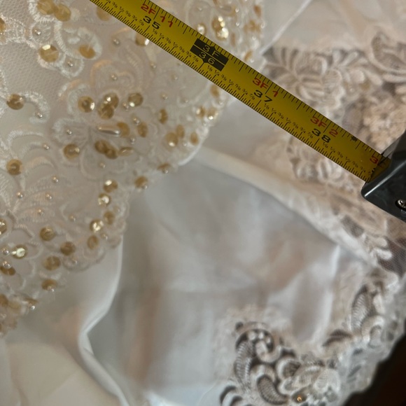 Vintage 1980s Pearl Beaded Wedding Gown | Basque Waist | Cathedral Train - Picture 12 of 16